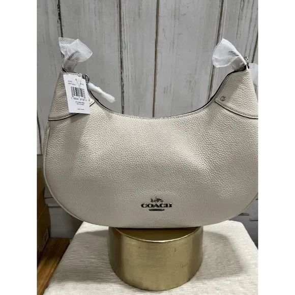 Coach Women's Leather Mara Hobo Bags - Silver/Chalk - Picture 2 of 16